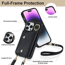 Load image into Gallery viewer, Luxurious Leather Card Holder Anti-fall Protective iPhone Case With Lanyard