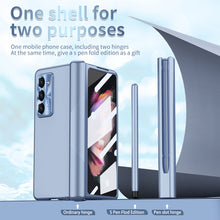 Load image into Gallery viewer, Electroplated Folding Case For Galaxy Z Fold5 Fold4 Fold3 With Double Hinge Protector and Free Stylus - mycasety2023 Mycasety