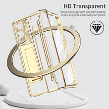 Load image into Gallery viewer, Plated Transparent Galaxy Z Fold5 Fold4 Fold3 Case with Front Screen Protector & Flat Hinge Protection & Kick-Stand - mycasety2023 Mycasety