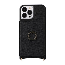 Load image into Gallery viewer, Luxurious Leather Card Holder Anti-fall Protective iPhone Case With Lanyard