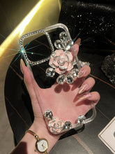 Load image into Gallery viewer, Luxury Camellia Diamond Transparent iPhone case - mycasety2023 Mycasety