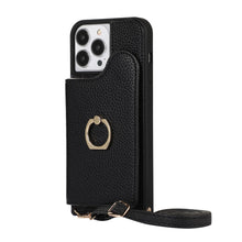 Load image into Gallery viewer, Luxurious Leather Card Holder Anti-fall Protective iPhone Case With Lanyard