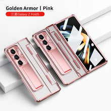 Load image into Gallery viewer, Plated Transparent Galaxy Z Fold5 Fold4 Fold3 Case with Front Screen Protector & Flat Hinge Protection & Kick-Stand - mycasety2023 Mycasety