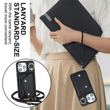 Load image into Gallery viewer, Luxurious Leather Card Holder Anti-fall Protective iPhone Case With Lanyard
