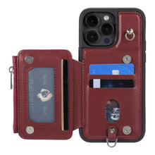 Load image into Gallery viewer, Luxurious Leather Card Holder Anti-fall Protective iPhone Case With Wrist Strap