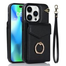 Load image into Gallery viewer, Luxurious Leather Card Holder Anti-fall Protective iPhone Case With Wrist Strap