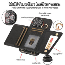 Load image into Gallery viewer, Luxurious Leather Card Holder Anti-fall Protective iPhone Case With Lanyard