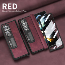 Load image into Gallery viewer, Luxury Nappa Leather Cover Magnetic Hinge Folding Shell Case For Samsung Galaxy Z Fold3 Fold4 5G With Screen Protector