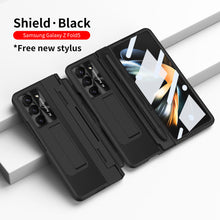 Load image into Gallery viewer, Plating Galaxy Z Fold5 Leather Case with Front Screen Protector & Flat Hinge & Pen Slot With Stylus - mycasety2023 Mycasety