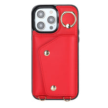 Load image into Gallery viewer, Luxurious Leather Card Holder Anti-fall Protective iPhone Case With Lanyard