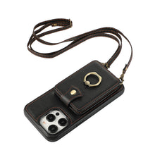 Load image into Gallery viewer, Luxurious Leather Card Holder Anti-fall Protective iPhone Case With Lanyard