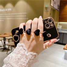 Load image into Gallery viewer, Luxury Plating Heart Fabric Bracelet Hand Holder Cover for iPhone
