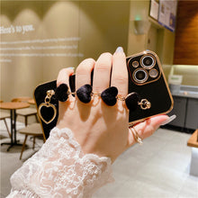 Load image into Gallery viewer, Luxury Plating Heart Fabric Bracelet Hand Holder Cover for iPhone