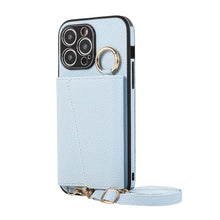 Load image into Gallery viewer, Luxurious Leather Card Holder Anti-fall Protective iPhone Case With Lanyard
