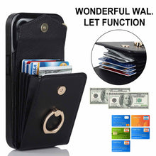 Load image into Gallery viewer, Luxurious Leather Card Holder Anti-fall Protective iPhone Case With Wrist Strap