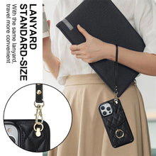 Load image into Gallery viewer, Luxurious Leather Card Holder Anti-fall Protective iPhone Case With Lanyard