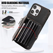 Load image into Gallery viewer, Luxurious Leather Card Holder Anti-fall Protective iPhone Case With Wrist Strap