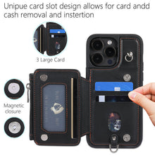 Load image into Gallery viewer, Luxurious Leather Card Holder Anti-fall Protective iPhone Case With Wrist Strap