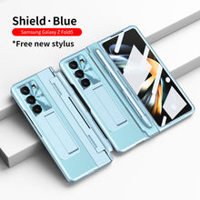 Load image into Gallery viewer, Plating Galaxy Z Fold5 Leather Case with Front Screen Protector & Flat Hinge & Pen Slot With Stylus - mycasety2023 Mycasety