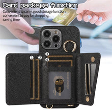 Load image into Gallery viewer, Luxurious Leather Card Holder Anti-fall Protective iPhone Case With Lanyard