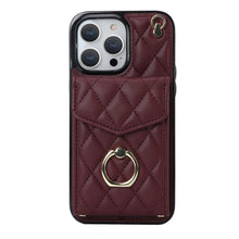 Load image into Gallery viewer, Luxurious Leather Card Holder Anti-fall Protective iPhone Case With Lanyard