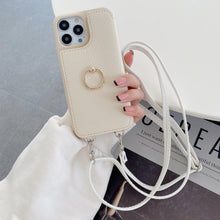 Load image into Gallery viewer, Luxurious Leather Card Holder Anti-fall Protective iPhone Case With Lanyard & Mirror