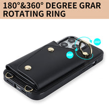 Load image into Gallery viewer, Luxurious Leather Card Holder Anti-fall Protective iPhone Case With Lanyard