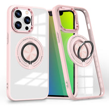 Load image into Gallery viewer, Metal Magnetic Ring Holder Transparent Protective Phone Case For iPhone Support Wireless Charging