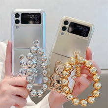 Load image into Gallery viewer, Solid Color Electroplated Bear Stand For Samsung Galaxy Z Flip3/4 Case - mycasety2023 Mycasety