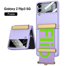 Load image into Gallery viewer, Original Leather Strap Holder Back Screen Glass Hard Cover For Samsung Z Flip 3 5G