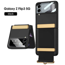 Load image into Gallery viewer, Original Leather Strap Holder Back Screen Glass Hard Cover For Samsung Z Flip 3 5G