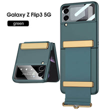 Load image into Gallery viewer, Original Leather Strap Holder Back Screen Glass Hard Cover For Samsung Z Flip 3 5G