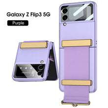 Load image into Gallery viewer, Original Leather Strap Holder Back Screen Glass Hard Cover For Samsung Z Flip 3 5G