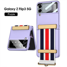 Load image into Gallery viewer, Original Leather Strap Holder Back Screen Glass Hard Cover For Samsung Z Flip 3 5G