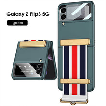 Load image into Gallery viewer, Original Leather Strap Holder Back Screen Glass Hard Cover For Samsung Z Flip 3 5G