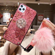 Load image into Gallery viewer, Hair Ball Airbag Bracket Diamond iPhone Samsung Huawei Case