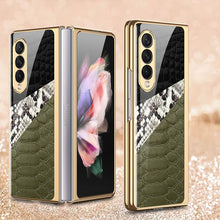 Load image into Gallery viewer, Python Leopard Print Tempered Glass Case for Samsung Galaxy Z Fold 3 5G
