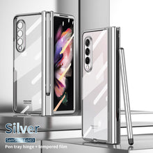 Load image into Gallery viewer, Transparent Electroplating S Pen Fold Edition Case for Samsung Galaxy Z Fold3 Fold4 With Back Tempered Glass