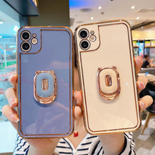 Load image into Gallery viewer, Plating Clear Candy Color Phone Case with Ring Holder for iPhone 11 12 Pro Max XS Max XR X 8 7 Plus - VooChoice