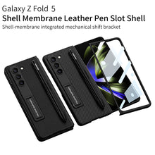 Load image into Gallery viewer, Slim Leather Samsung Galaxy Z Fold 5 Case with Front Screen Tempered Glass Protector & Pen Slot & Stylus - mycasety2023 Mycasety