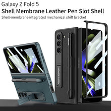Load image into Gallery viewer, Slim Leather Samsung Galaxy Z Fold 5 Case with Front Screen Tempered Glass Protector & Pen Slot & Stylus - mycasety2023 Mycasety