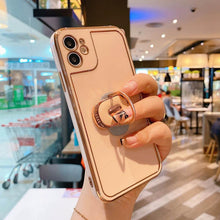 Load image into Gallery viewer, Plating Clear Candy Color Phone Case with Ring Holder for iPhone 11 12 Pro Max XS Max XR X 8 7 Plus - VooChoice