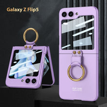 Load image into Gallery viewer, Electroplated Samsung Galaxy Z Flip 5 Case with Front Screen Tempered Glass Protector and Ring - mycasety2023 Mycasety