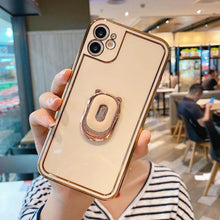 Load image into Gallery viewer, Plating Clear Candy Color Phone Case with Ring Holder for iPhone 11 12 Pro Max XS Max XR X 8 7 Plus - VooChoice
