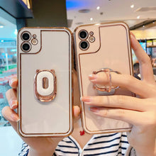 Load image into Gallery viewer, Plating Clear Candy Color Phone Case with Ring Holder for iPhone 11 12 Pro Max XS Max XR X 8 7 Plus - VooChoice