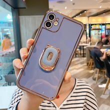 Load image into Gallery viewer, Plating Clear Candy Color Phone Case with Ring Holder for iPhone 11 12 Pro Max XS Max XR X 8 7 Plus - VooChoice