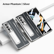 Load image into Gallery viewer, Armor Phantom Aluminum Alloy Transparent Frosted Stand Hinge Phone Case For Samsung Galaxy Z Fold3 Fold4 5G With Screen Protector Samsung Cases