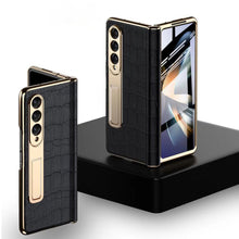 Load image into Gallery viewer, Handmade Leather Crocodile Pattern Phone Case With Back Screen Protector For Samsung Galaxy Z Fold4 5G