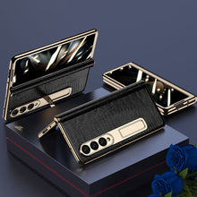 Load image into Gallery viewer, Handmade Leather Crocodile Pattern Phone Case With Back Screen Protector For Samsung Galaxy Z Fold4 5G