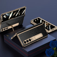 Load image into Gallery viewer, Handmade Leather Crocodile Pattern Phone Case With Back Screen Protector For Samsung Galaxy Z Fold4 5G